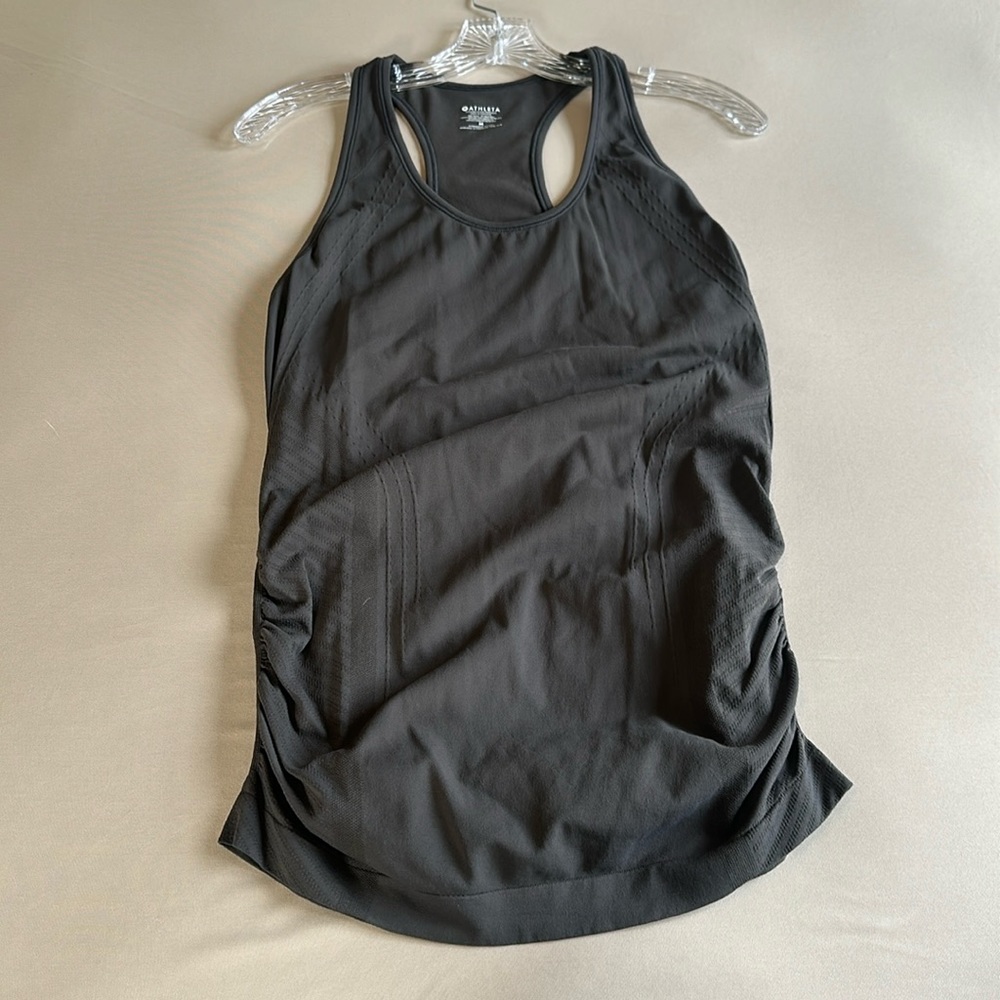 Athleta dark olive green stretch ruched sides tank top